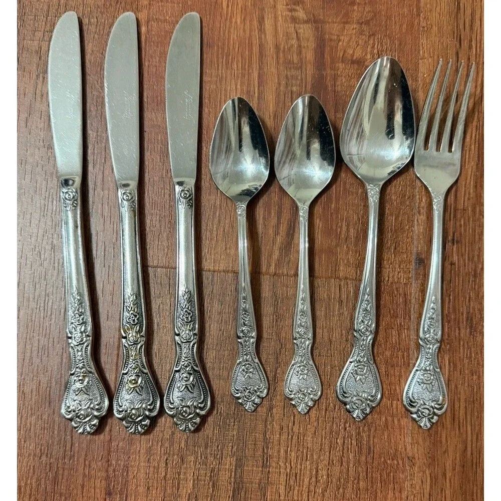 NORMANDY Stainless Japan Vintage Floral Roses Replacements Fork Spoon Knife Lot